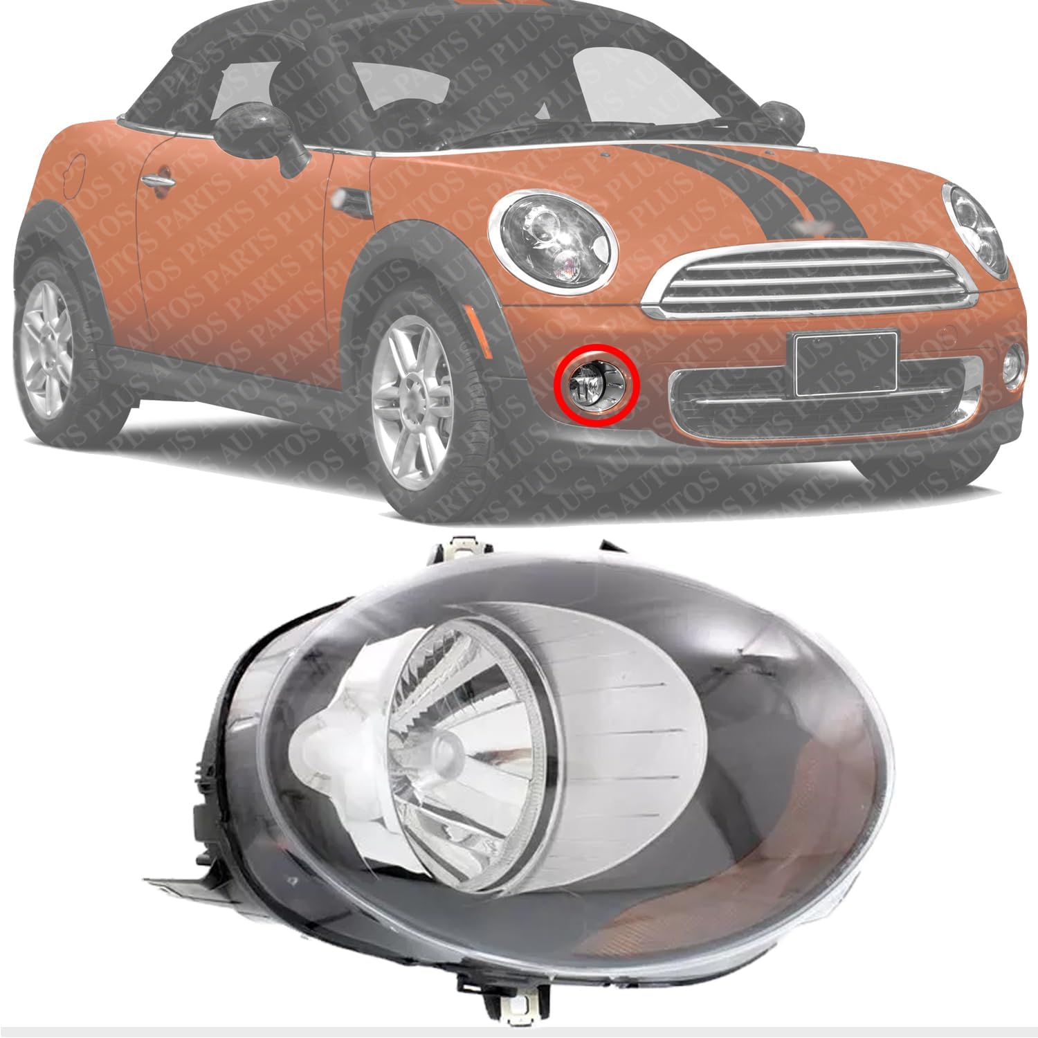 Front Head Light Assembly Right Passenger Side Direct Replacement Compatible With 2014-2018 Mini Cooper / 2014-2019 Clubman 63117401600-PFM