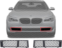 Set Of 2 Front Bumper Outer Grille Textured Plastic Right Passenger & Left Driver Side Direct Replacement Compatible With 2009-2012 BMW 7-Series BM1039115 BM1038115 51117184150