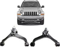 Set Of 2 Front Control Lower Arm Without Ball Joint/With Bushing Right Passenger & Left Driver Side Direct Replacement Compatible With 2002-2007 Jeep Liberty 52088636AF 52088637AF