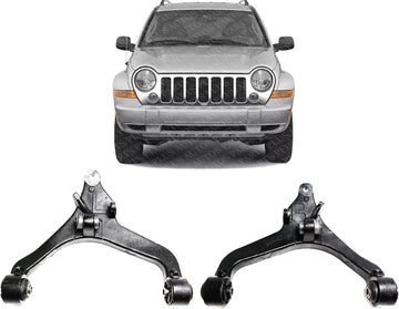 Set Of 2 Front Control Lower Arm Without Ball Joint/With Bushing Right Passenger & Left Driver Side Direct Replacement Compatible With 2002-2007 Jeep Liberty 52088636AF 52088637AF