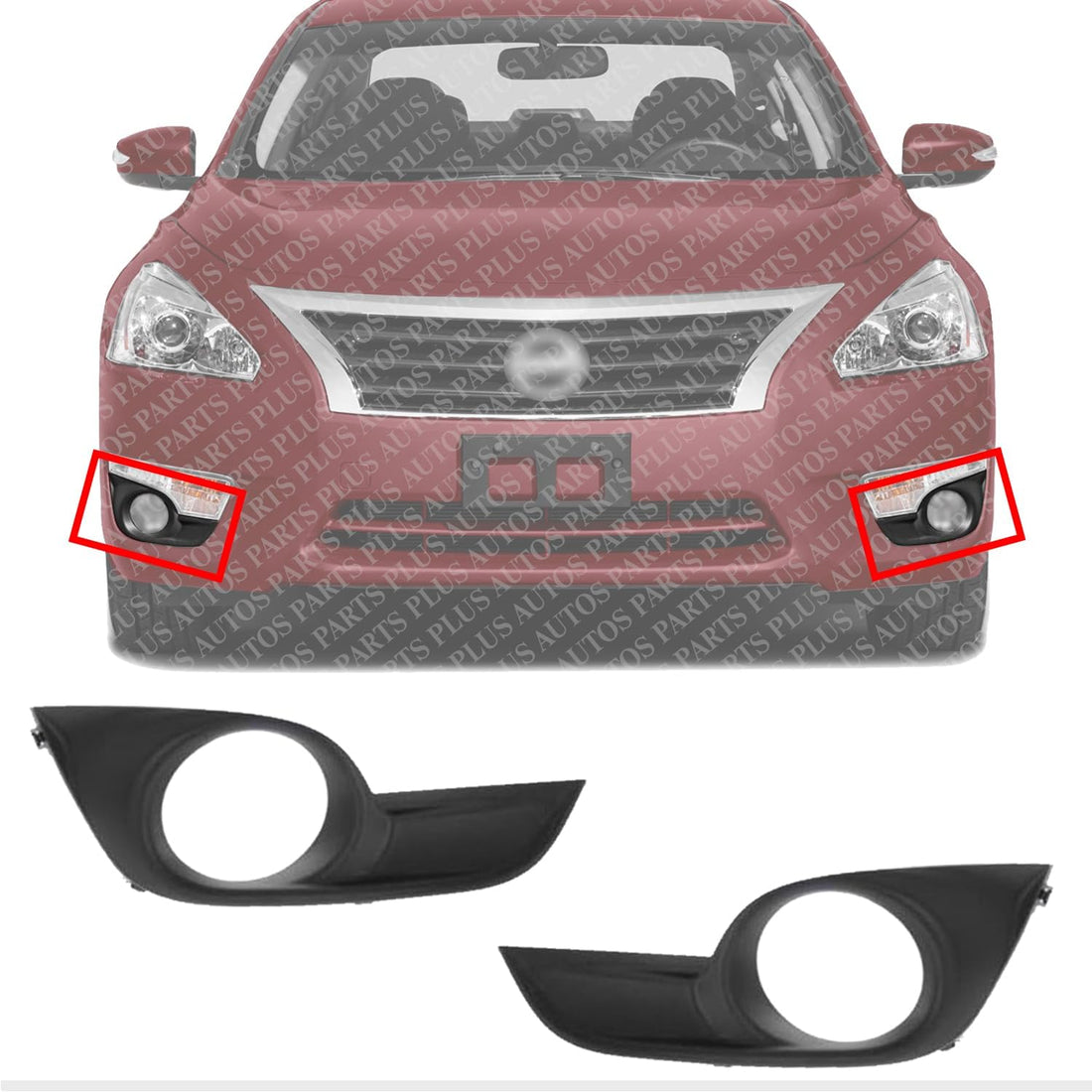 Set Of 2 Front Fog Light Molding Textured Left Driver & Right Passenger Side Direct Replacement Compatible With 2013-2015 Nissan Altima NI1038115 NI1039115 622563TA0B 622573TA0B