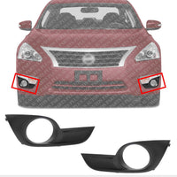 Set Of 2 Front Fog Light Molding Textured Left Driver & Right Passenger Side Direct Replacement Compatible With 2013-2015 Nissan Altima NI1038115 NI1039115 622563TA0B 622573TA0B