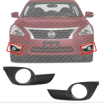 Set Of 2 Front Fog Light Molding Textured Left Driver & Right Passenger Side Direct Replacement Compatible With 2013-2015 Nissan Altima NI1038115 NI1039115 622563TA0B 622573TA0B