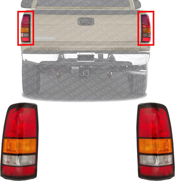 Set of 2 Tail Light Lens And Housing Left Driver & Right Passenger Side Direct Replacement Compatible With 2004-2007 GMC Sierra 1500 2500HD 3500 GM2801177 GM2800177 19169022 19169021
