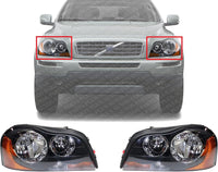 Set Of 2 Front Head Light Assembly Plastic Left Driver & Right Passenger Side Direct Replacement Compatible With 2003-2005 Volvo XC90 VO2502112 VO2503112 312768096 312768104