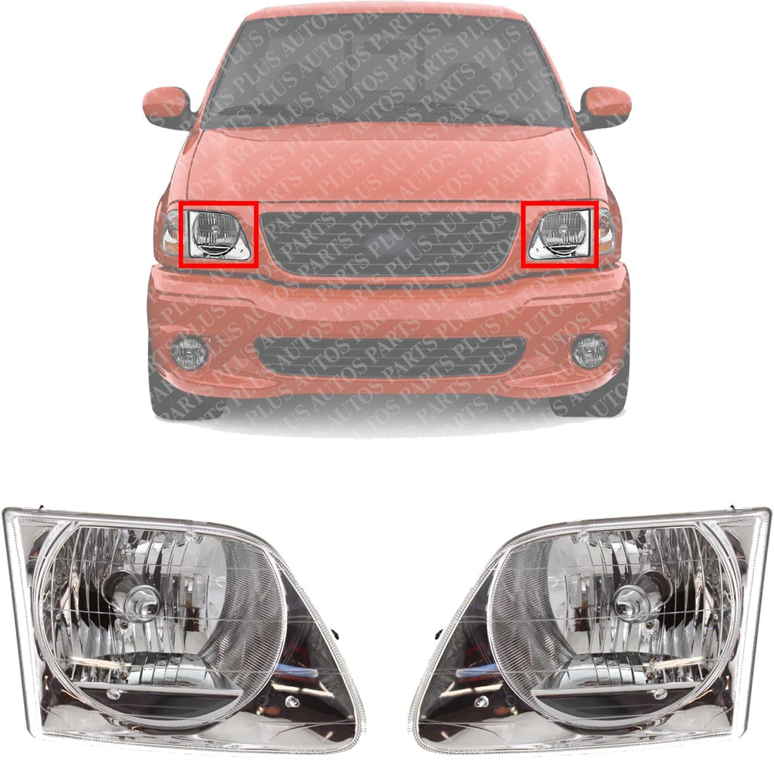 Set Of 2 Front Head Light Assembly Left Driver & Right Passenger Side Direct Replacement Compatible With 1997-2003 Ford F-150 FO2502182 FO2503182 3L3Z13008FA 3L3Z13008EA