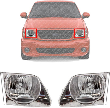 Set Of 2 Front Head Light Assembly Left Driver & Right Passenger Side Direct Replacement Compatible With 1997-2003 Ford F-150 FO2502182 FO2503182 3L3Z13008FA 3L3Z13008EA