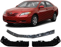 Front Bumper Upper Retainer Steel + Support Brackets Left Driver & Right Passenger Side Direct Replacement Compatible with 2007-2009 Toyota Camry TO1042108 TO1043108 TO1031107