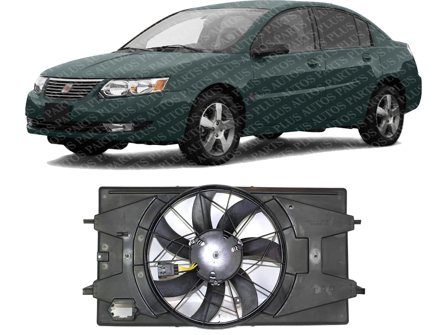 Front Radiator Cooling Fan Assembly Plastic Direct Replacement Compatible with 2003-2007 Saturn Ion GM3115177 15860809