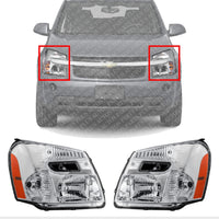 Set Of 2 Front Head Light Left Driver & Right Passenger Side Direct Replacement Compatible With 2005-2009 Chevrolet Equinox GM2503254 GM2502254 15888058 15888059