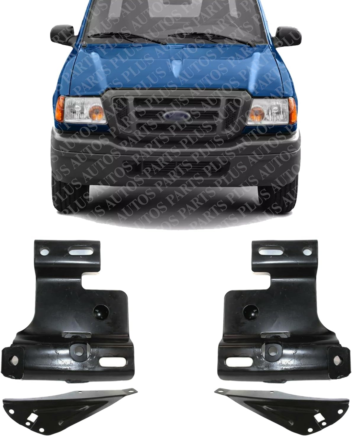 Set Of 4 Front Bumper Bracket Left Driver & Right Passenger Side Direct Replacement Compatible With 2001-2005 Ford Ranger FO1066143 FO1067143 FO1066144 FO1067144 1L5Z17859AA