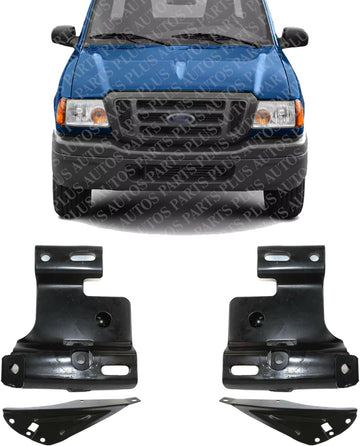 Set Of 4 Front Bumper Bracket Left Driver & Right Passenger Side Direct Replacement Compatible With 2001-2005 Ford Ranger FO1066143 FO1067143 FO1066144 FO1067144 1L5Z17859AA