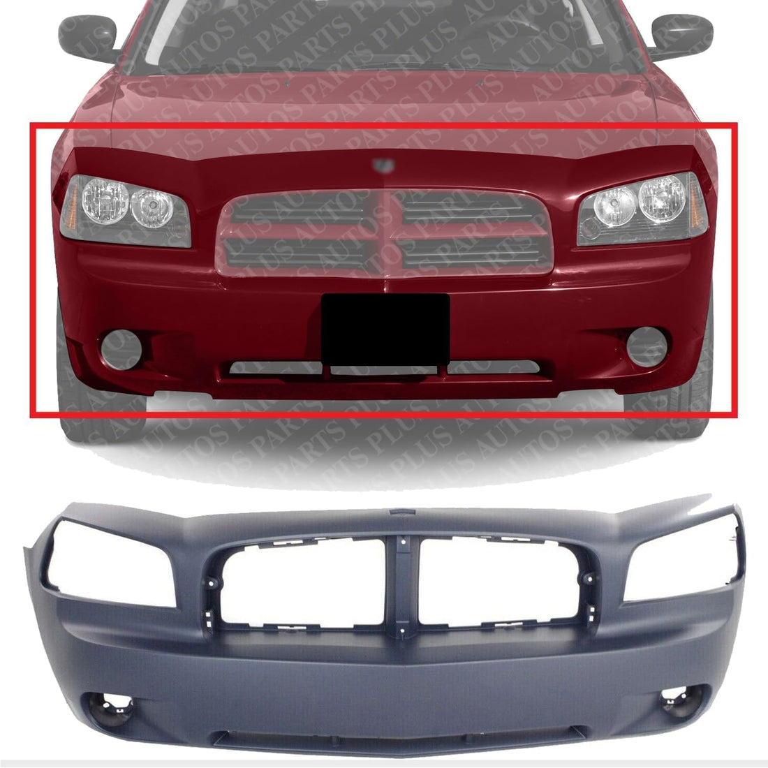 Front Bumper Cover Primed Direct Replacement Compatible With 2006-2010 Dodge Charger CH1000461 4806179AE