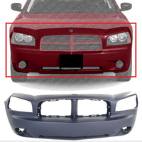 Front Bumper Cover Primed Direct Replacement Compatible With 2006-2010 Dodge Charger CH1000461 4806179AE