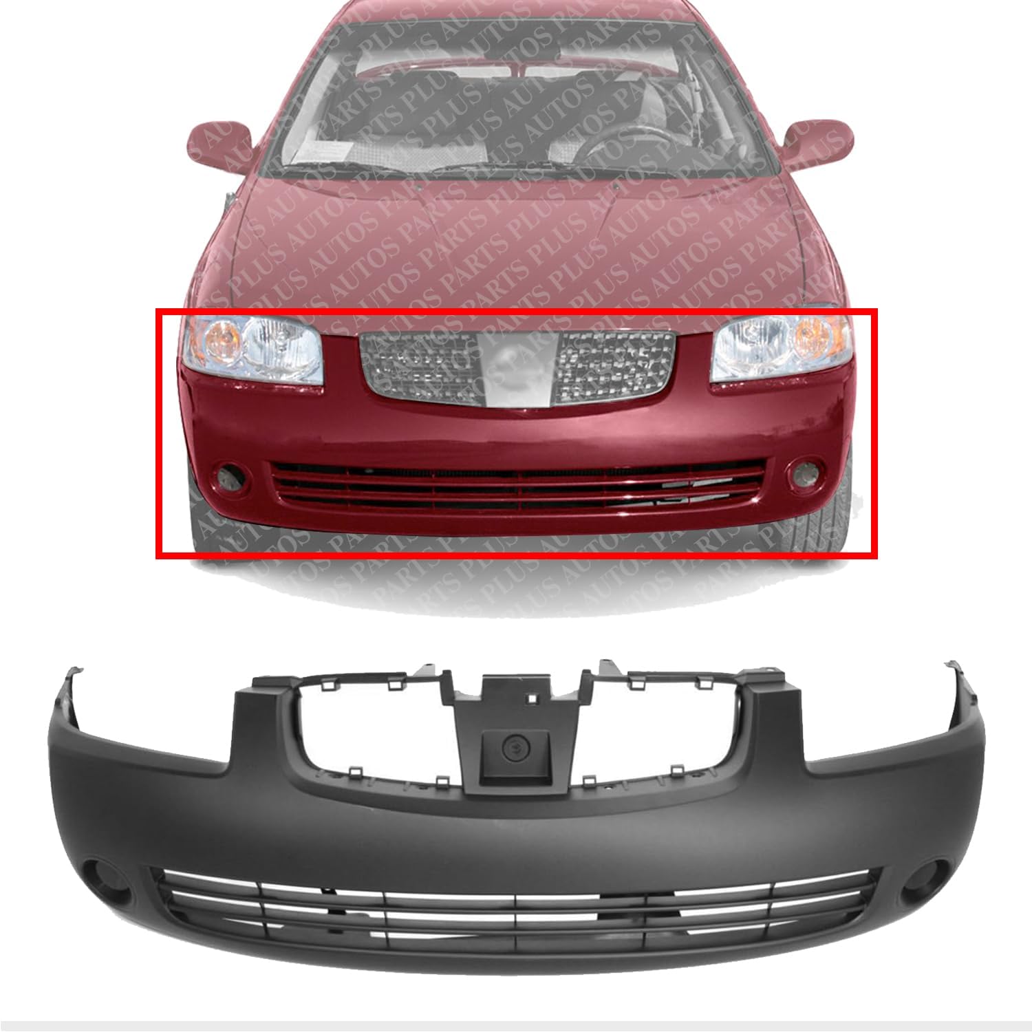 Front Bumper Cover Primed Direct Replacement Compatible With 2004-2006 Nissan Sentra NI1000216 F20226Z525