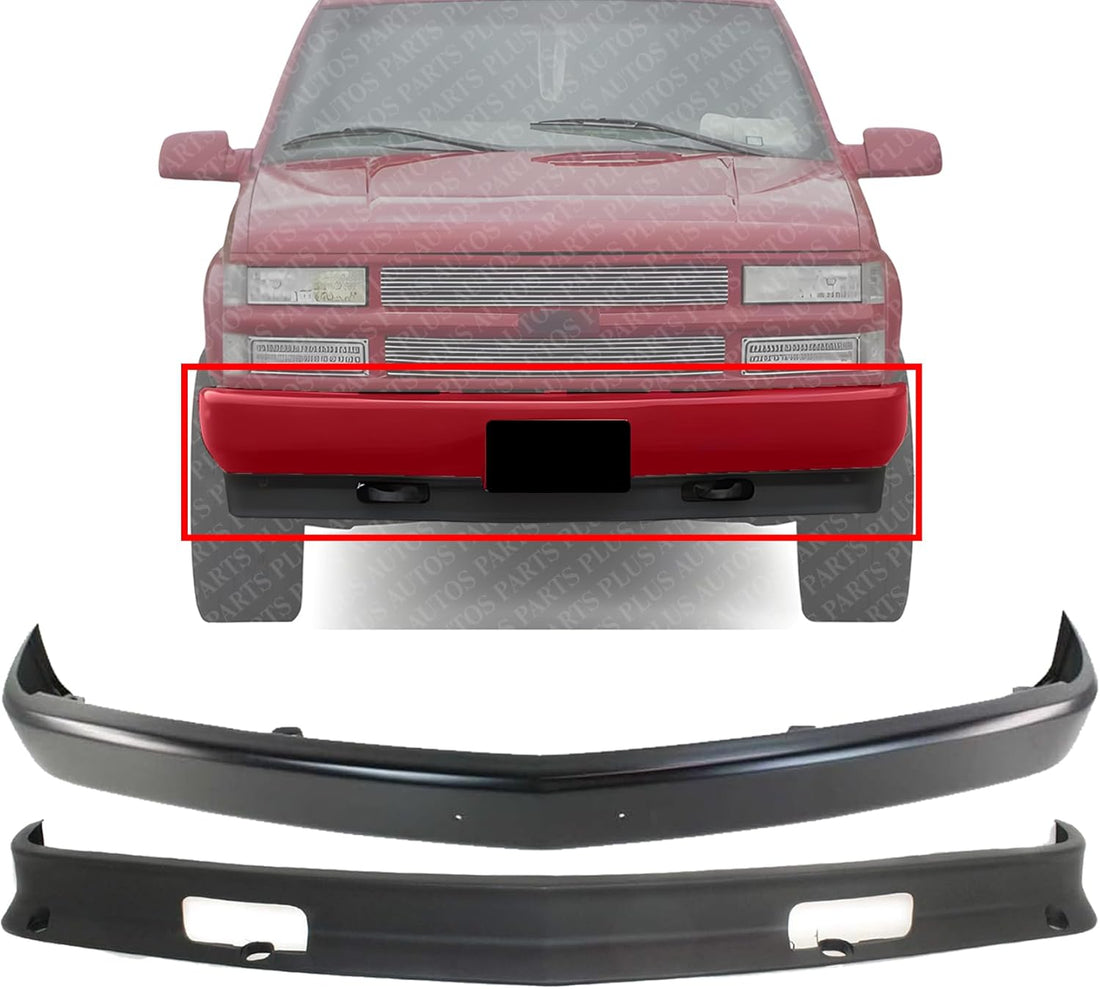 AUTOS PARTS PLUS Front Bumper Face Bar Steel & Lower Valance Air Deflector Primed Plastic Direct Replacement Compatible With 1988-2000 Chevrolet & GMC C/K Series GM1002168 GM1090105