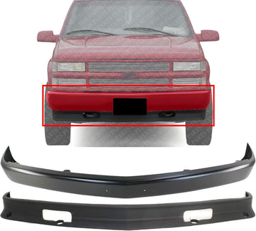 AUTOS PARTS PLUS Front Bumper Face Bar Steel & Lower Valance Air Deflector Primed Plastic Direct Replacement Compatible With 1988-2000 Chevrolet & GMC C/K Series GM1002168 GM1090105