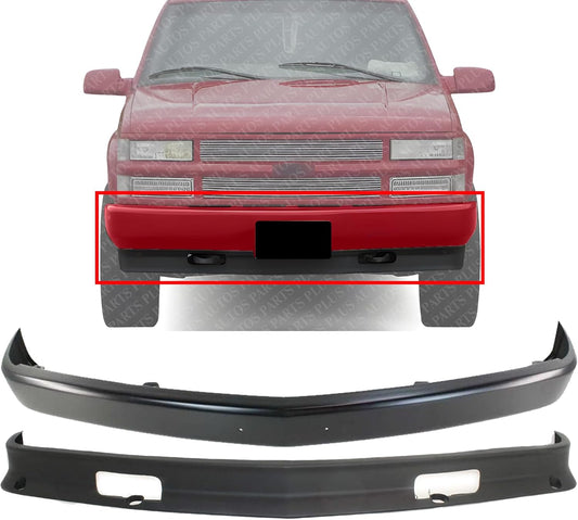 AUTOS PARTS PLUS Front Bumper Face Bar Steel & Lower Valance Air Deflector Primed Plastic Direct Replacement Compatible With 1988-2000 Chevrolet & GMC C/K Series GM1002168 GM1090105