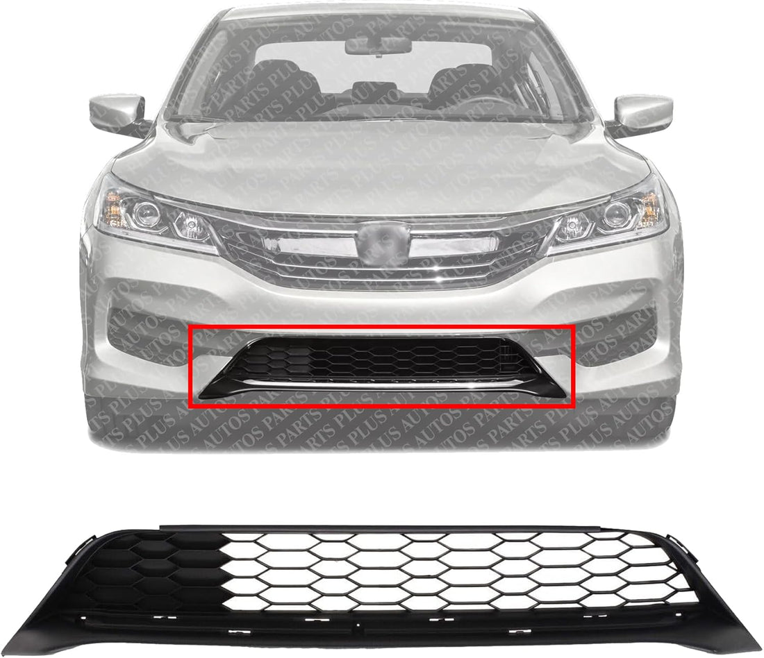 AUTOS PARTS PLUS Front Bumper Lower Grille Without Collision Warning Textured Direct Replacement Compatible With 2016-2017 Honda Accord HO1036126 71152T2FA50