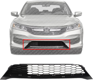 AUTOS PARTS PLUS Front Bumper Lower Grille Without Collision Warning Textured Direct Replacement Compatible With 2016-2017 Honda Accord HO1036126 71152T2FA50