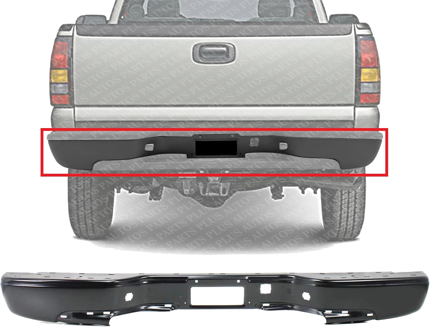 Rear Step Bumper Fleetside Powdercoated Black Steel Direct Replacement Compatible With 1999-2006 Chevrolet Silverado/GMC Sierra 1500 2500HD 3500 GM1102412 88944059