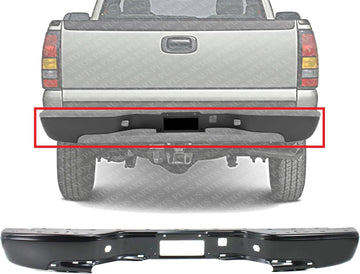 Rear Step Bumper Fleetside Powdercoated Black Steel Direct Replacement Compatible With 1999-2006 Chevrolet Silverado/GMC Sierra 1500 2500HD 3500 GM1102412 88944059