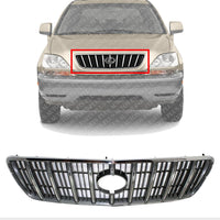 Front Grille Gray Shell and Insert Direct Replacement Compatible With 2000-2003 Lexus RX300 LX1200109 5311148020