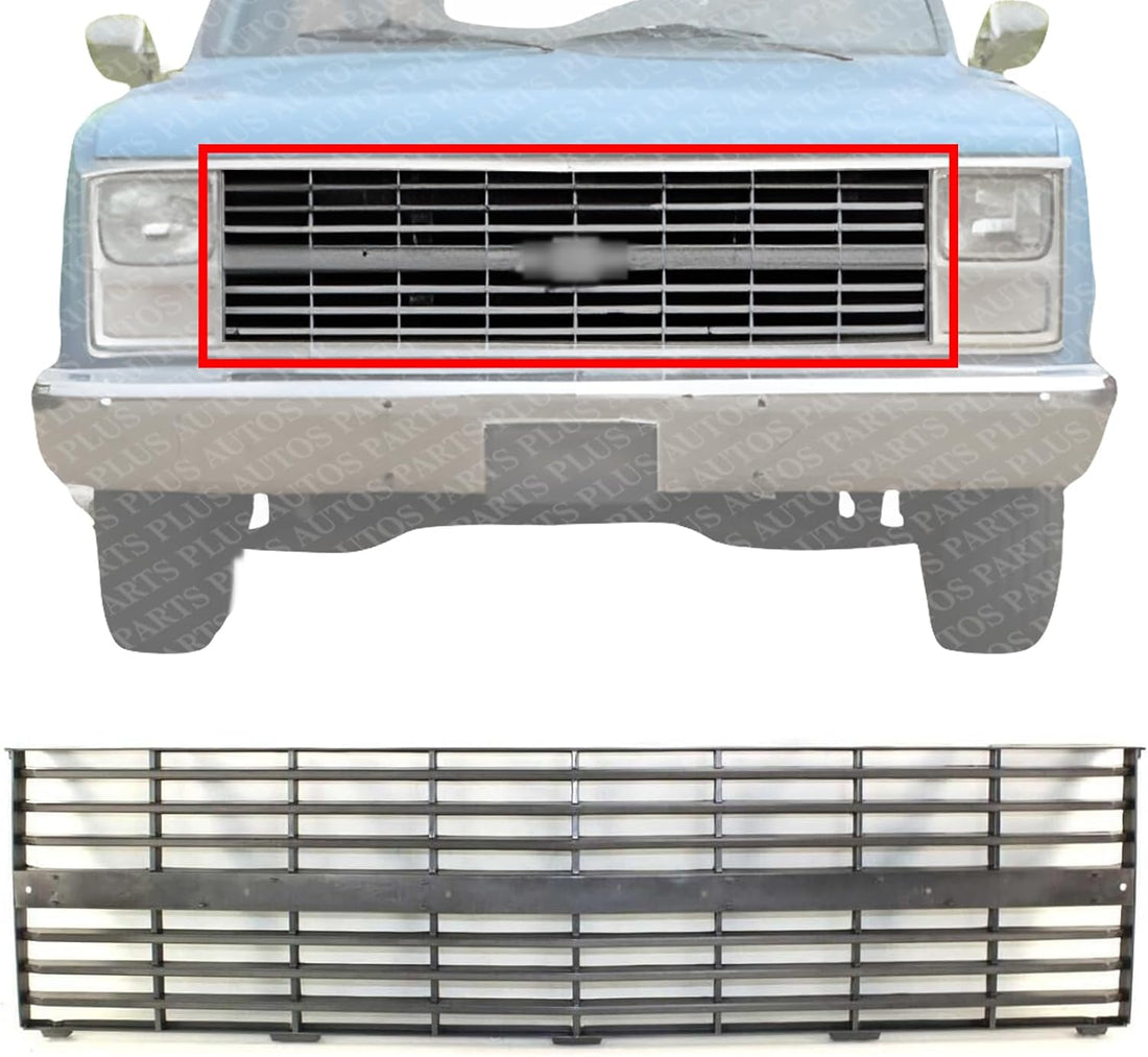 Front Grille Dark Argent Shell And Insert Without Center Bar Direct Replacement Compatible With 1983-1984 Chevrolet C/K Series GM1200125 14043881