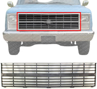 Front Grille Dark Argent Shell And Insert Without Center Bar Direct Replacement Compatible With 1983-1984 Chevrolet C/K Series GM1200125 14043881