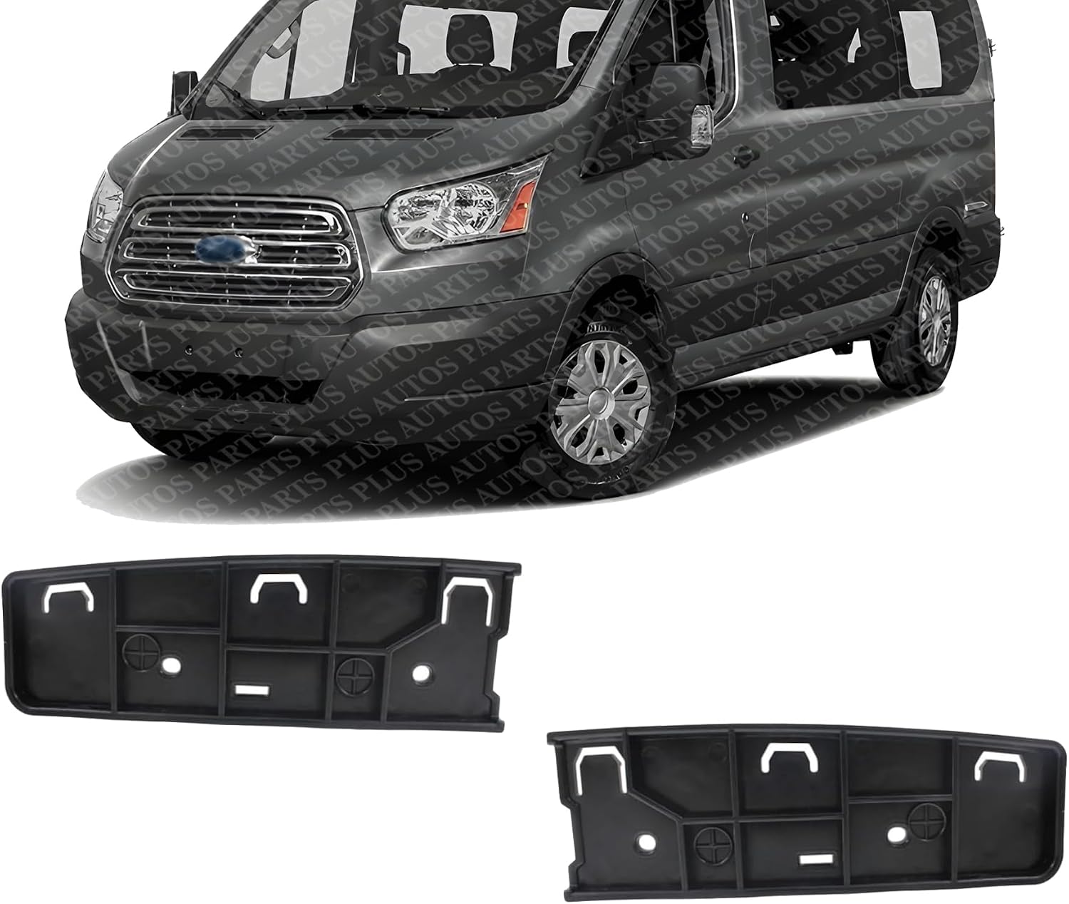 Set of 2 Front Bumper Upper Cover Bracket Plastic Right Passenger & Left Driver Side Direct Replacement Compatible with Ford 2015-2024 Ford Transit Van FO1043143 FO1042143