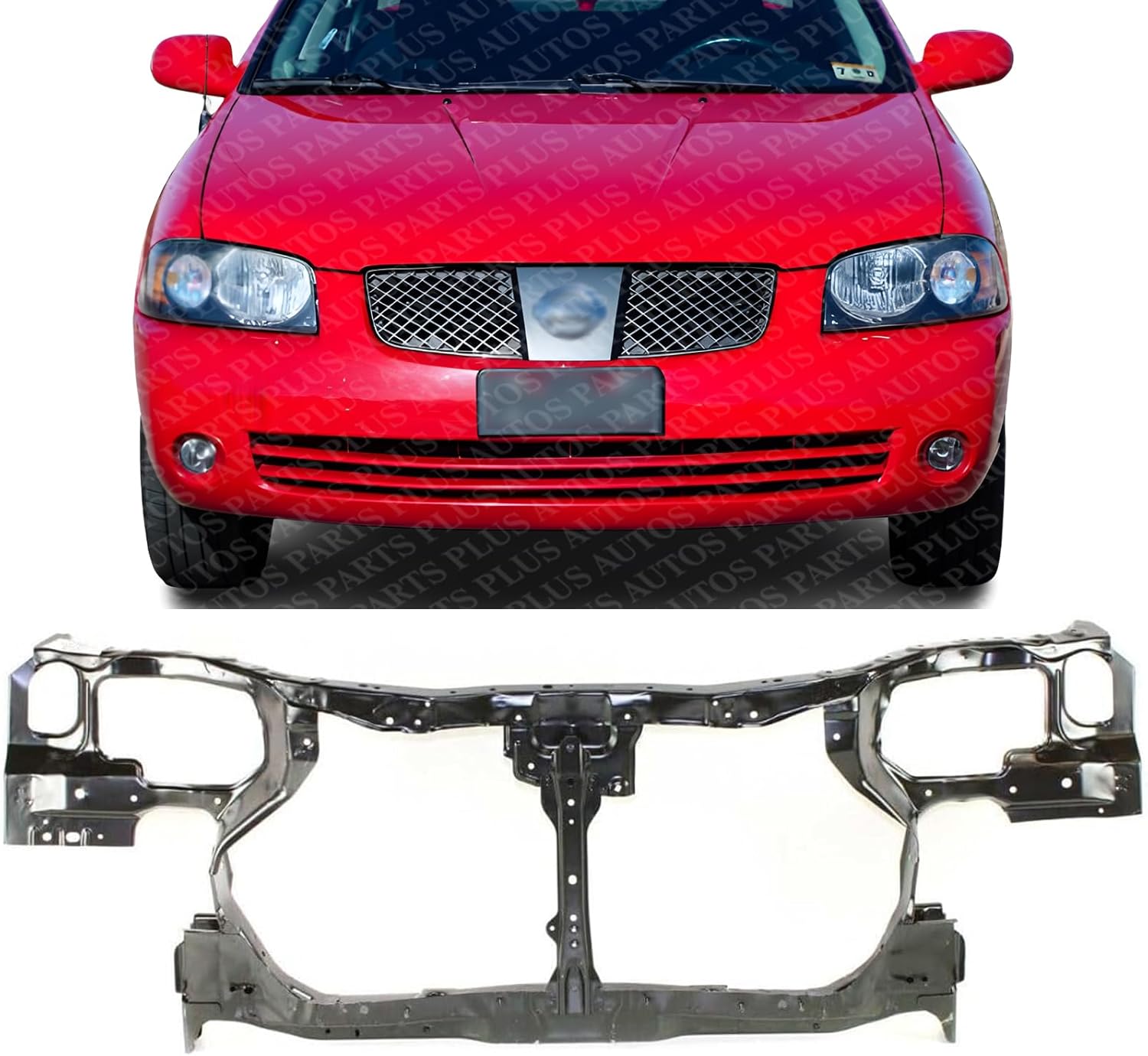 Front Radiator Support Assembly Steel Direct Replacement Compatible With 2000-2006 Nissan Sentra NI1225137 625004Z430