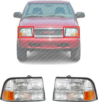 Set Of 2 Front Headlight Without Fog Lights Right & Left Side Direct Replacement Compatible With 1998-2001 Oldsmobile Bravada / 1998-2004 GMC Sonoma / 1998-2005 Jimmy GM2502174