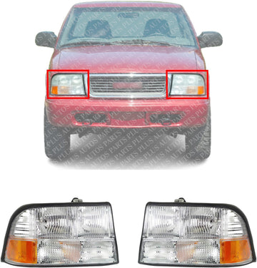 Set Of 2 Front Headlight Without Fog Lights Right & Left Side Direct Replacement Compatible With 1998-2001 Oldsmobile Bravada / 1998-2004 GMC Sonoma / 1998-2005 Jimmy GM2502174