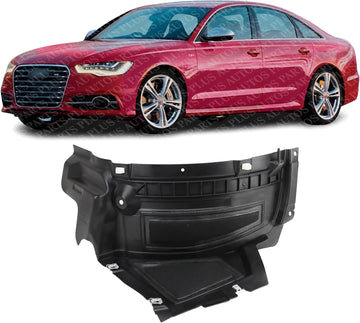 Front Section Fender Liner Air Extension Spoiler Left Driver Side Direct Replacement Compatible With 2012-2015 Audi A6 / S6 AU1242100 4G0853887C