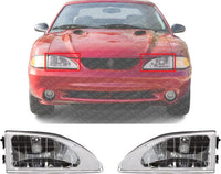 Set Of 2 Front Headlight Assembly Halogen Right Passenger & Left Driver Side Direct Replacement Compatible With 1994-1998 Ford Mustang FO2502161 FO2503161 F4ZZ13008D F4ZZ13008C
