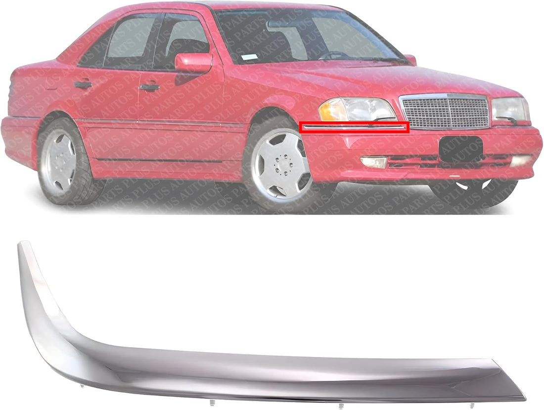 Front Bumper Molding Chrome Right Passenger Side Direct Replacement Compatible With 1998-2000 Mercedes Benz C-Class 202 Chassis MB1047106 2028851074
