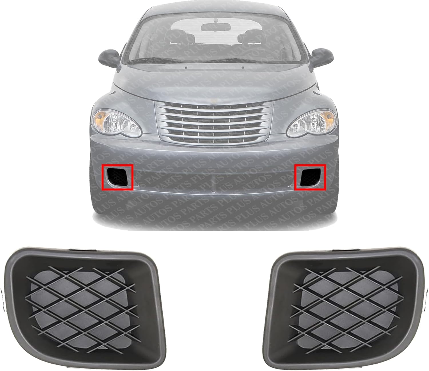 Set Of 2 Front Fog Light Cover Plastic Right Passenger & Left Driver Side Direct Replacement Compatible With 2006-2010 Chrysler PT Cruiser CH1039117 CH1038117 5116214AB 5116215AB