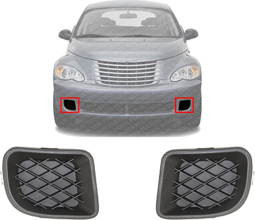 Set Of 2 Front Fog Light Cover Plastic Right Passenger & Left Driver Side Direct Replacement Compatible With 2006-2010 Chrysler PT Cruiser CH1039117 CH1038117 5116214AB 5116215AB
