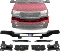 Front Bumper Primed Steel With Brackets Direct Replacement Compatible With GMC Sierra 1500 2500HD 3500 2003-2006 GM1002464