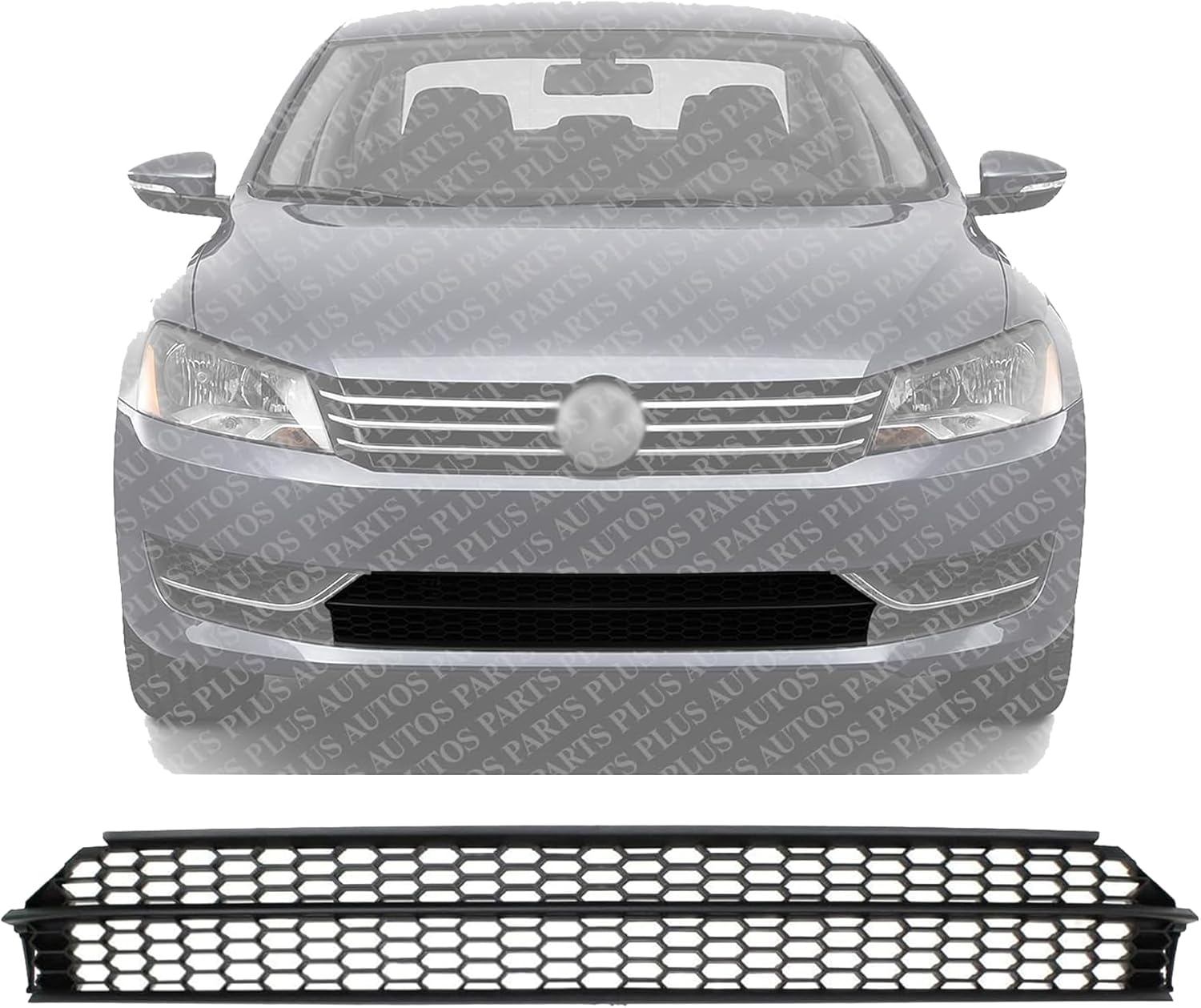 Front Bumper Center Lower Grille Textured Gray Direct Replacement Compatible With 2012-2015 Volkswagen Passat VW1036126 5618536779B9