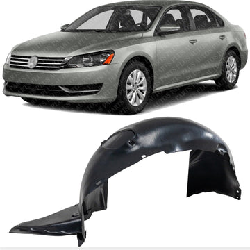 Front Fender Liner Left Driver Side Direct Replacement Compatible With 2012-2015 Volkswagen Passat VW1248123 561805911B9B9