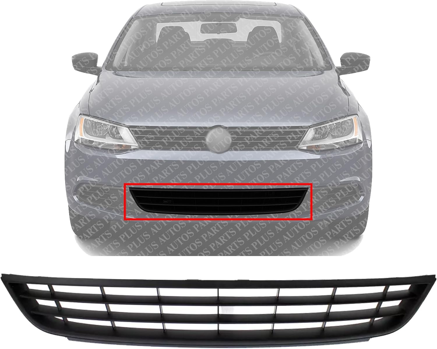 Front Bumper Grille Textured Direct Replacement Compatible With 2011-2014 Volkswagen Jetta VW1036121 5C68536779B9