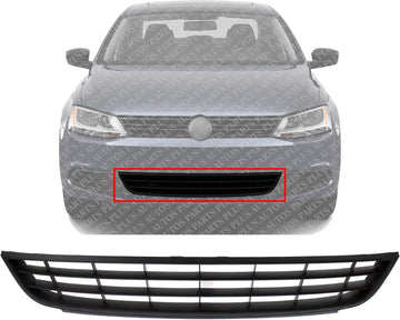 Front Bumper Grille Textured Direct Replacement Compatible With 2011-2014 Volkswagen Jetta VW1036121 5C68536779B9
