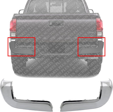 Set OF 2 Rear Bumper End Cap Chrome Left Driver & Right Passenger Side Direct Replacement Compatible With 2016-2023 Toyota Tacoma TO1104131 TO1105131 5215604020 5215504020