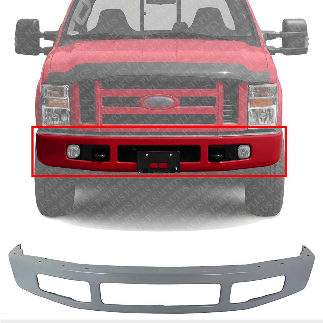Front Bumper Primed Steel Direct Replacement Compatible With 2008-2010 Ford Ford F-250 Super Duty/Ford F-350 FO1002403 8C3Z17757CPTM