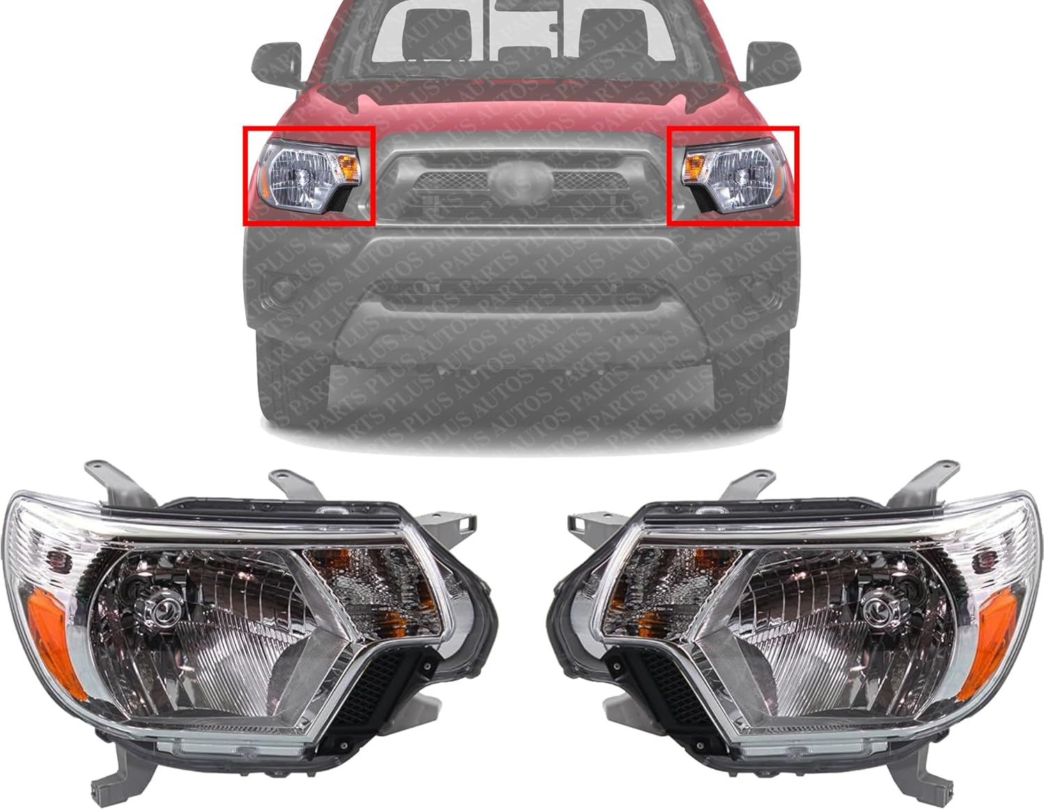 Set Of 2 Front Head Light Assembly Left Driver & Right Passenger Side Direct Replacement Compatible With 2012-2015 Toyota Tacoma TO2503213 TO2502213 8111004181 8115004181