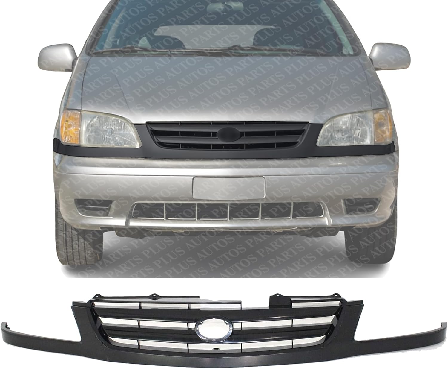 Front Grille Assembly Textured Shell And Insert Plastic Direct Replacement Compatible With 2001-2003 Toyota Sienna TO1200239 5310008030J0
