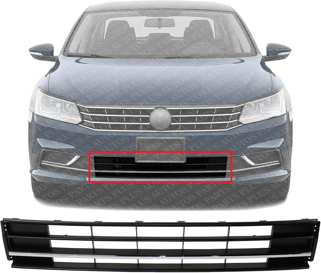 Front Bumper Lower Grille Plastic Direct Replacement Compatible With 2016-2019 Volkswagen Passat VW1036141 561853671HRYP