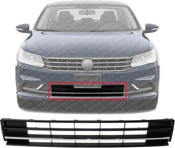Front Bumper Lower Grille Plastic Direct Replacement Compatible With 2016-2019 Volkswagen Passat VW1036141 561853671HRYP
