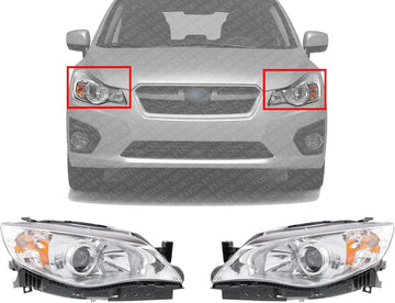 Set Of 2 Front Head Light Assembly Left Driver & Right Passenger Side Direct Replacement Compatible With 2012-2014 Subaru Impreza SU2502148 SU2503148 84001FG381 84001FG380 84001FG3
